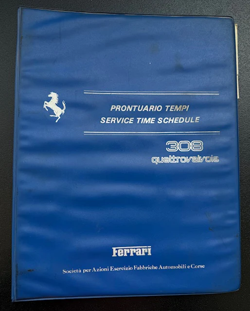 Genuine Ferrari 308 Quattrovalve Service Time Schedule